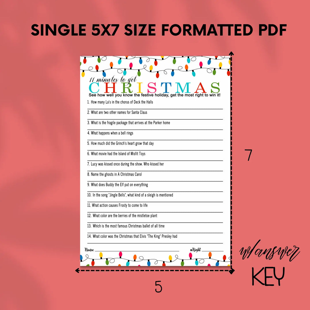 Festive lights christmas trivia printable holiday game instant download fun for all - party games