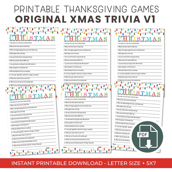 Festive lights christmas trivia printable holiday game instant download fun for all - party games