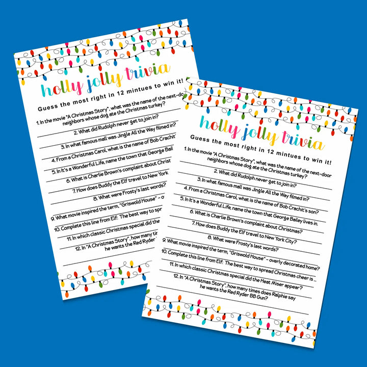 Festive lights christmas trivia printable holiday game instant download version 3 fast and fun - party games