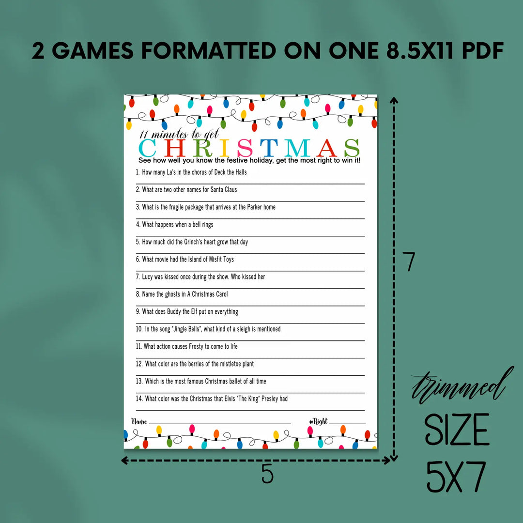 Festive lights christmas trivia printable holiday game instant download fun for all - party games