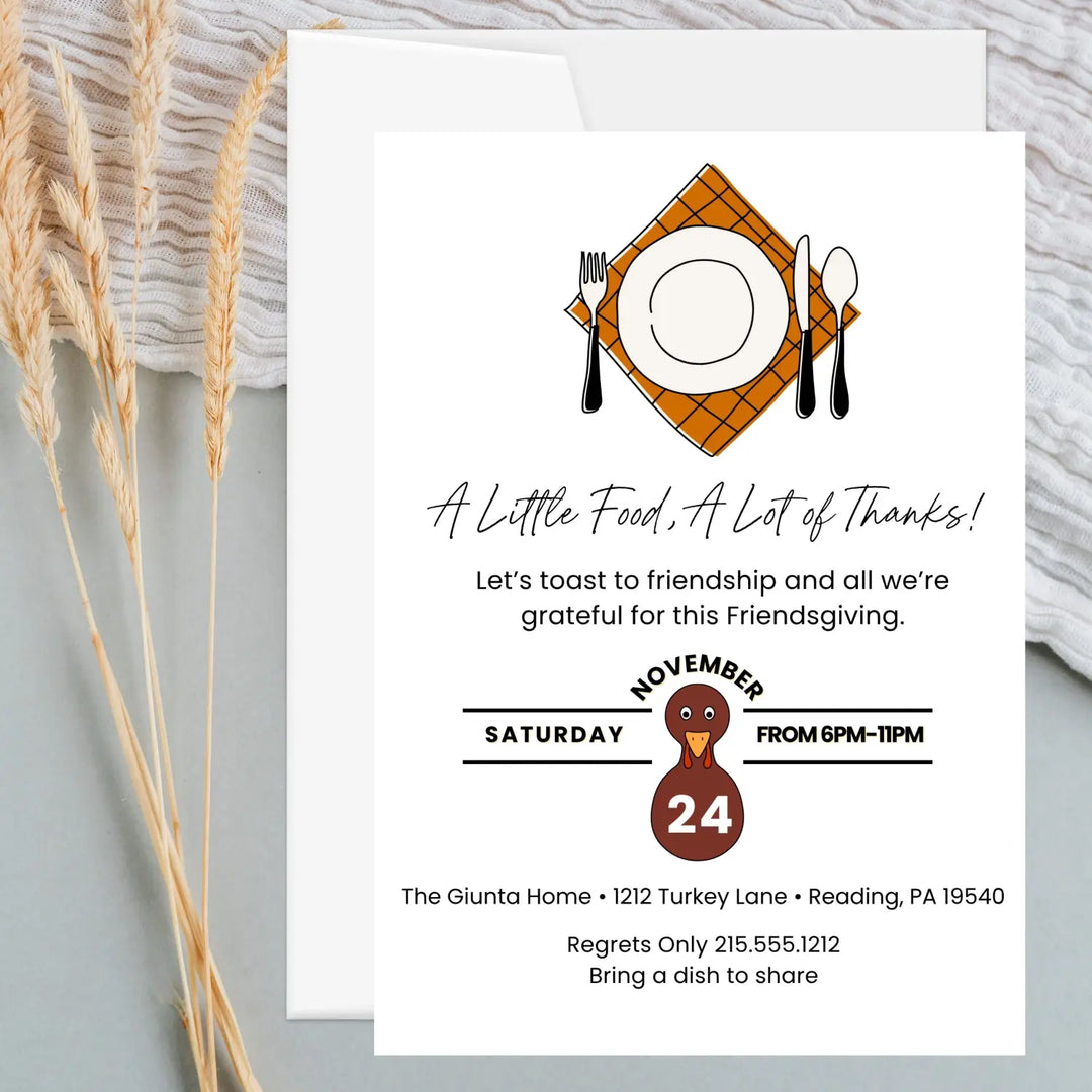 Friendsgiving invitations fall party autumn theme cards fully personalized printed or printable