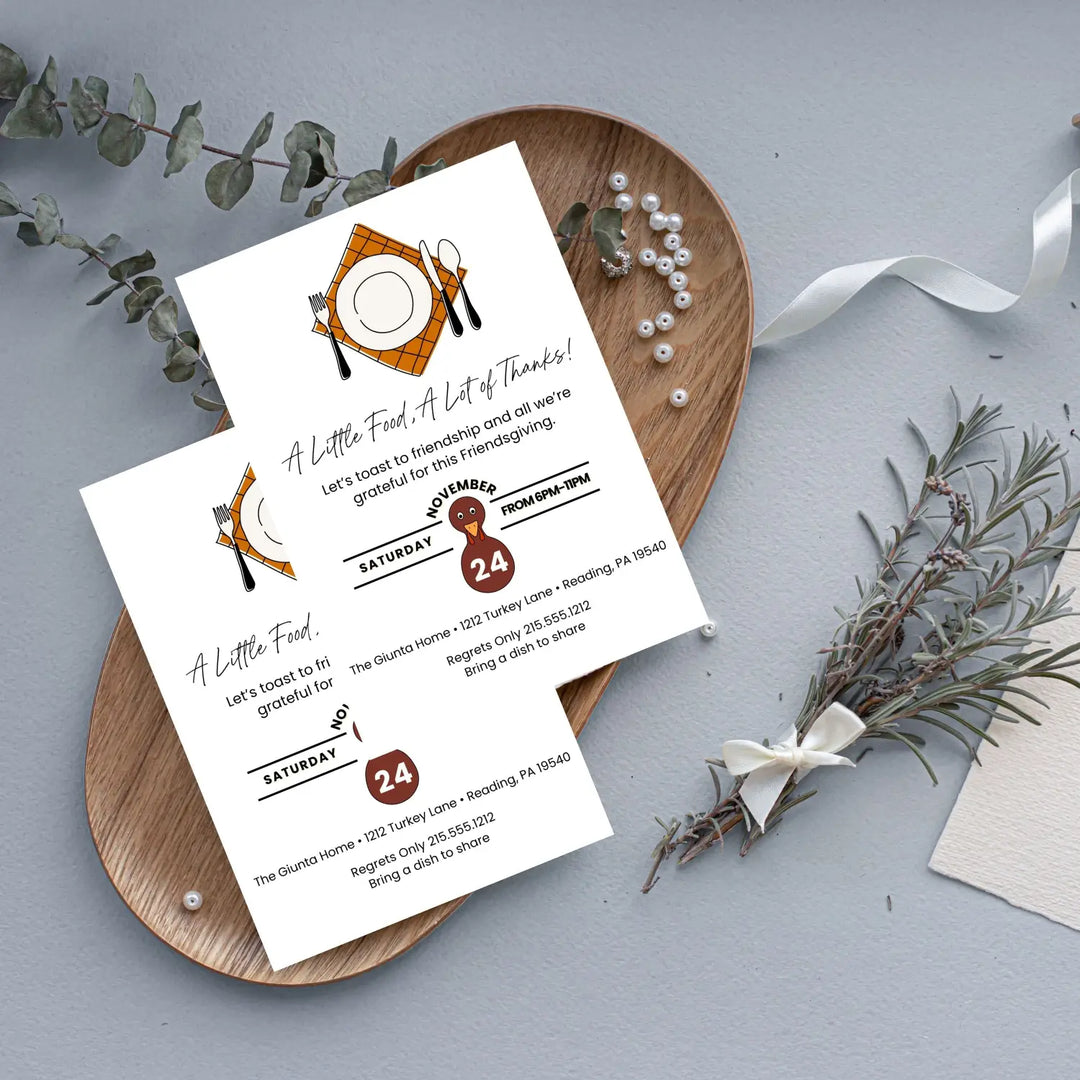 Friendsgiving invitations fall party autumn theme cards fully personalized printed or printable