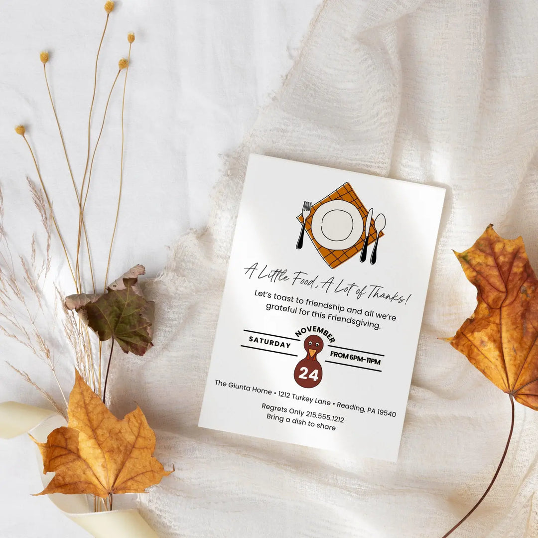 Friendsgiving invitations fall party autumn theme cards fully personalized printed or printable