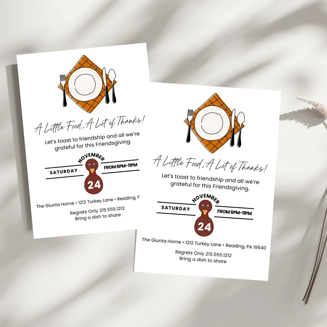 Friendsgiving invitations fall party autumn theme cards fully personalized printed or printable