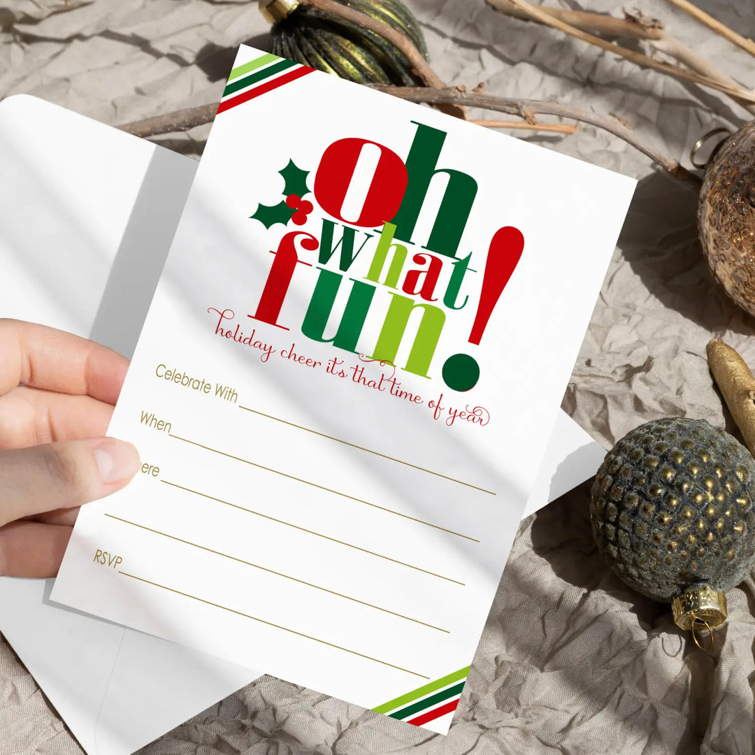 Oh What Fun Christmas Invitations - 25ct, Versatile, 5x7 - Paper Clever Party