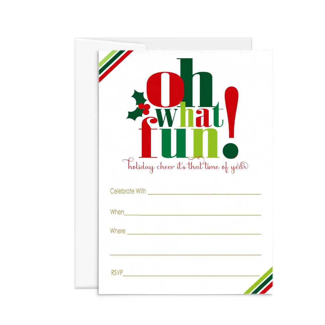 Oh What Fun Christmas Invitations - 25ct, Versatile, 5x7 - Paper Clever Party