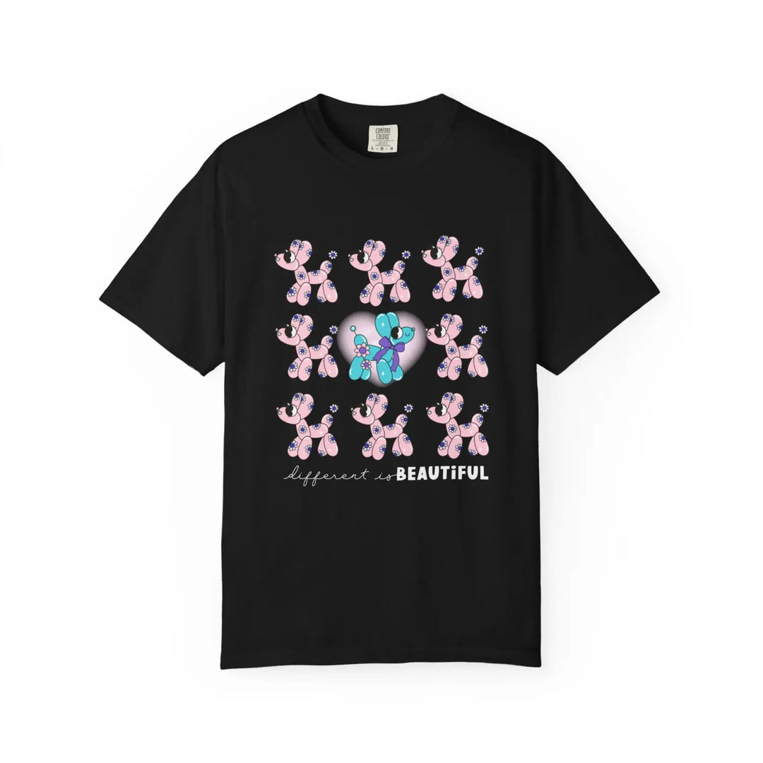 Garment-dyed t-shirt with playful puppies design cute animal tee unisex casual wear gift for dog lovers birthday