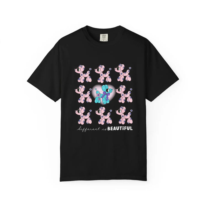 Garment-dyed t-shirt with playful puppies design cute animal tee unisex casual wear gift for dog lovers birthday