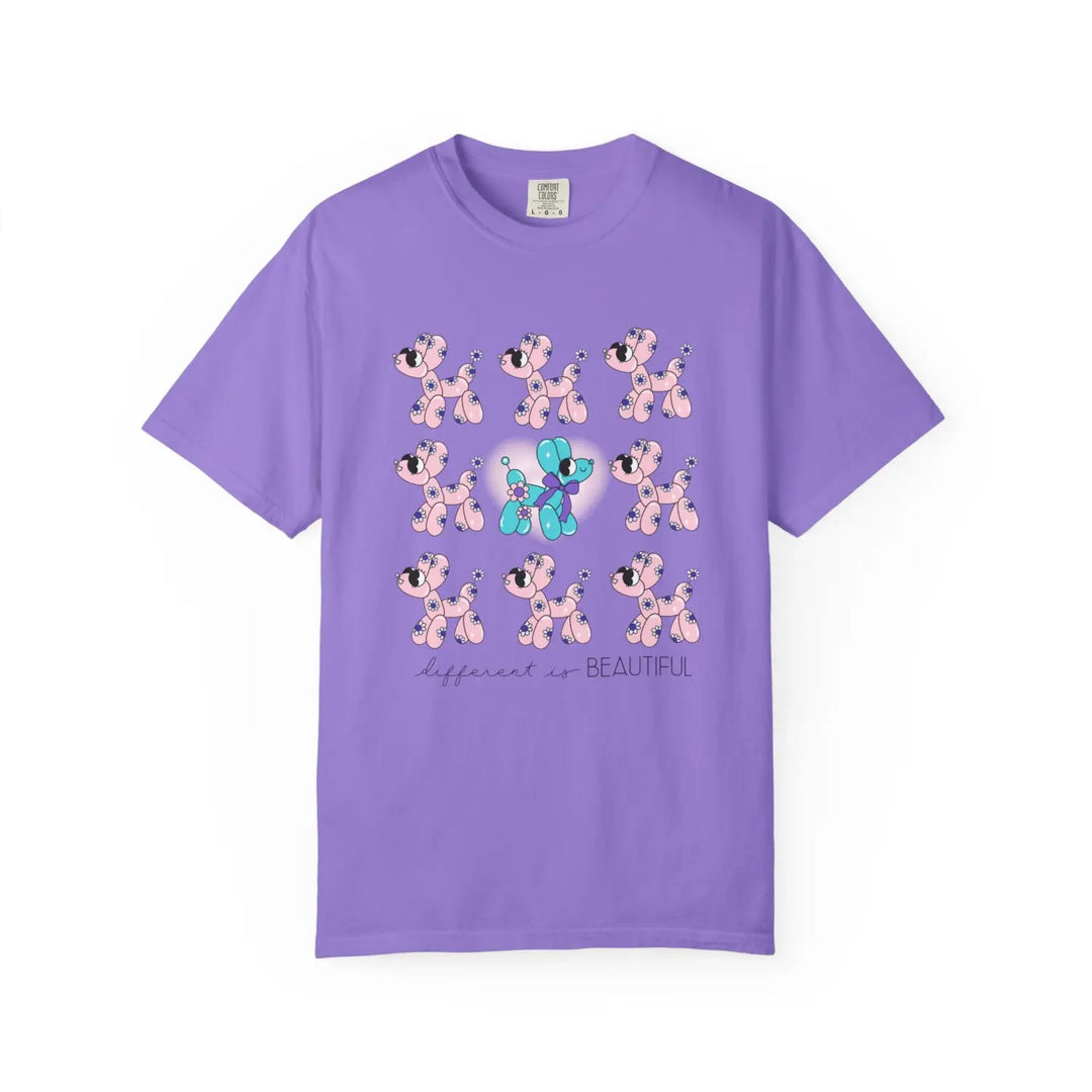 Garment-dyed t-shirt with playful puppies design cute animal tee unisex casual wear gift for dog lovers birthday
