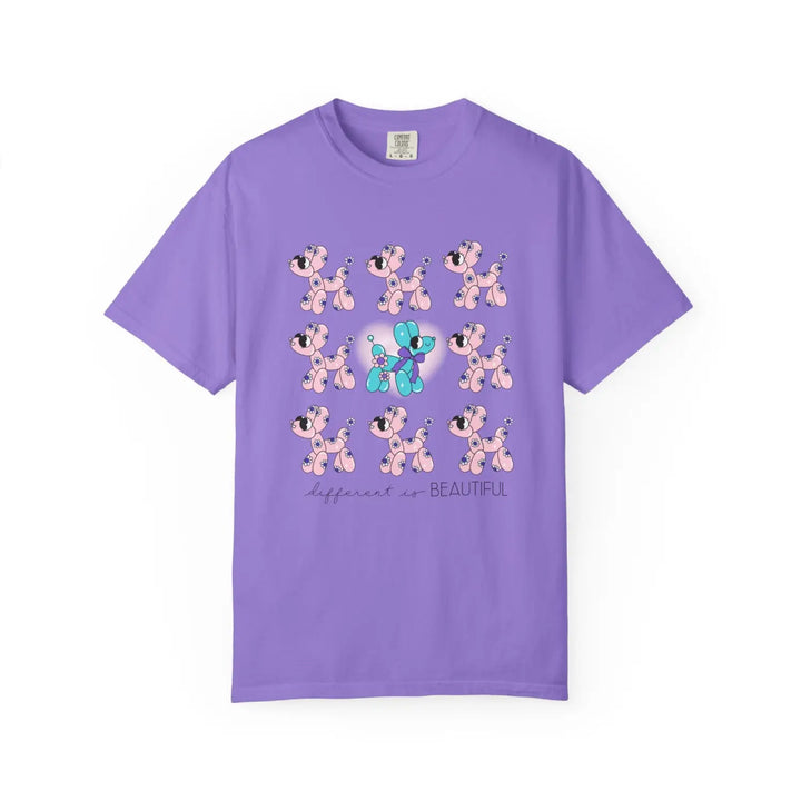 Garment-dyed t-shirt with playful puppies design cute animal tee unisex casual wear gift for dog lovers birthday