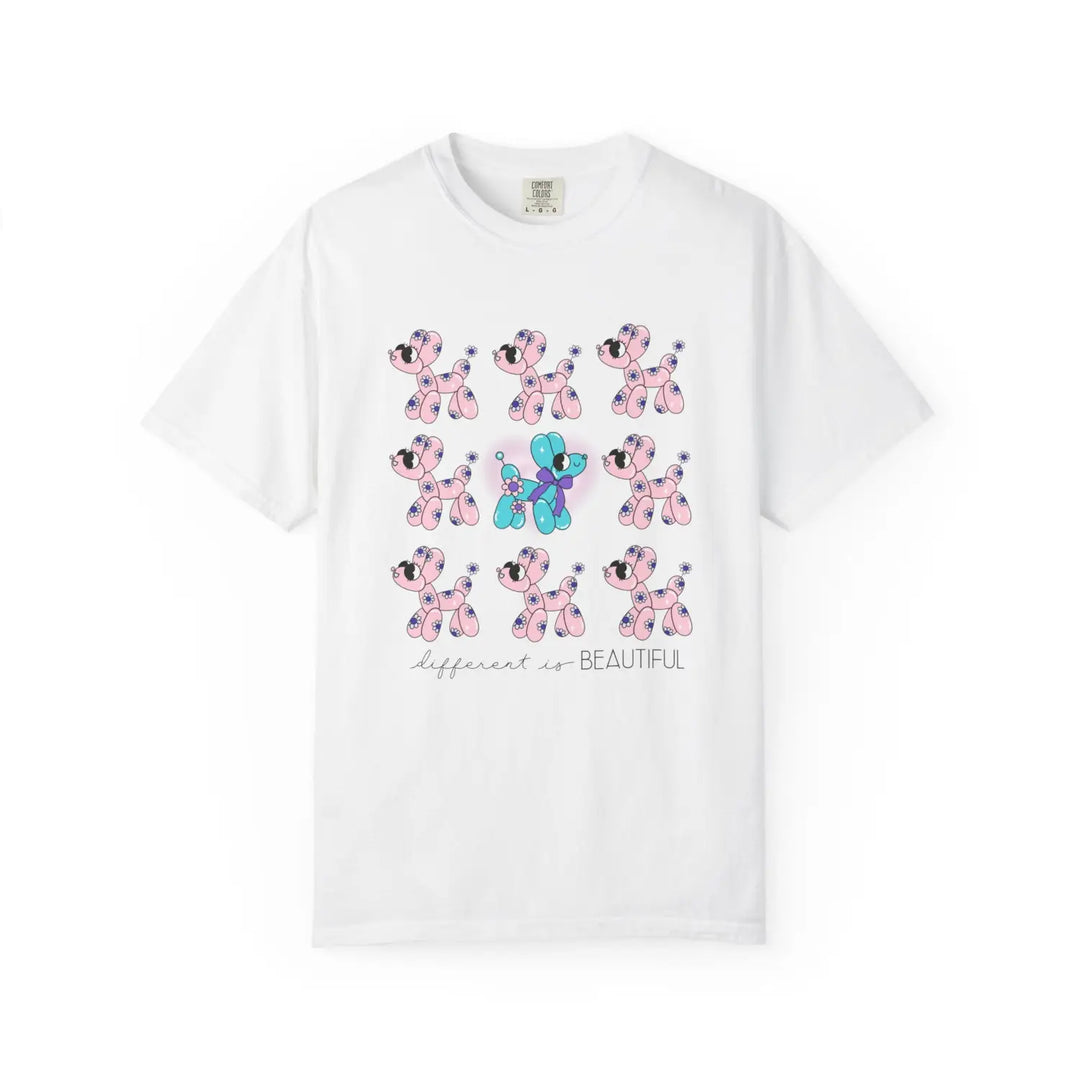 Garment-dyed t-shirt with playful puppies design cute animal tee unisex casual wear gift for dog lovers birthday