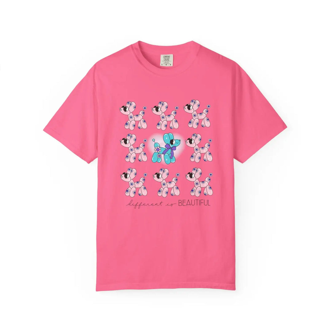 Garment-dyed t-shirt with playful puppies design cute animal tee unisex casual wear gift for dog lovers birthday