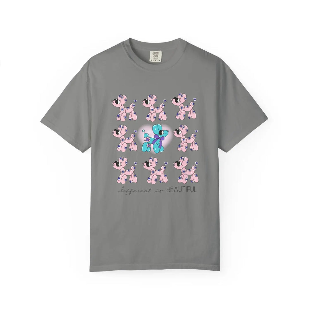 Garment-dyed t-shirt with playful puppies design cute animal tee unisex casual wear gift for dog lovers birthday
