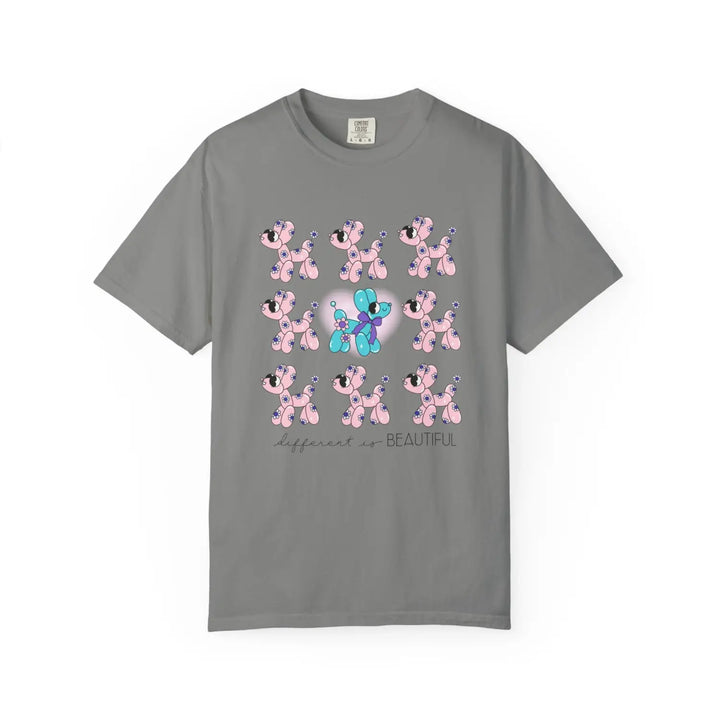Garment-dyed t-shirt with playful puppies design cute animal tee unisex casual wear gift for dog lovers birthday