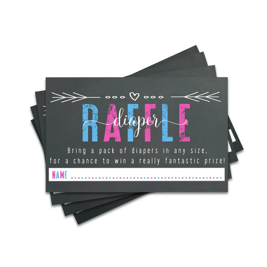 Gender Reveal Diaper Raffle Tickets - Baby Shower Game Inserts by Paper Clever Party, 25 Pack - Paper Clever Party