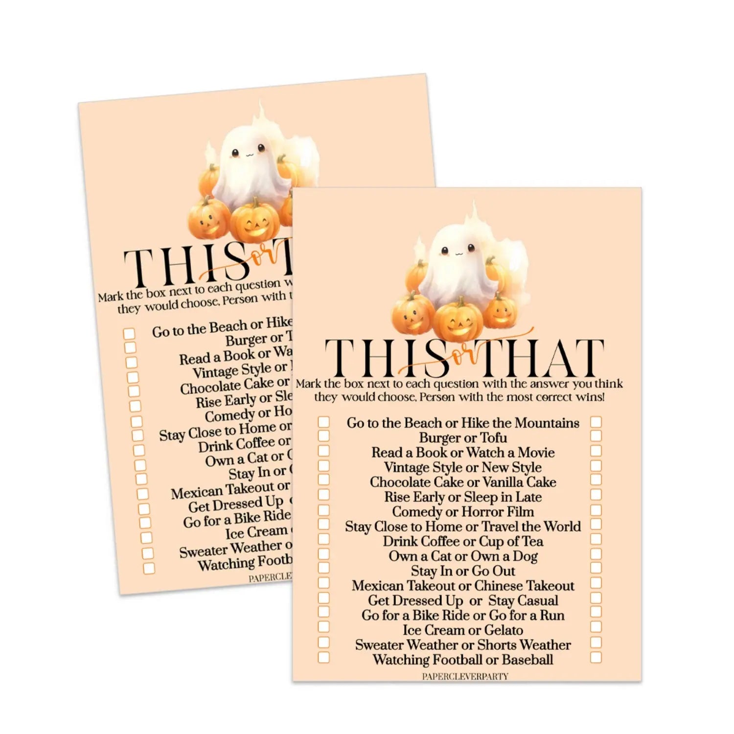 Ghost baby shower mommy or daddy game party printable - games