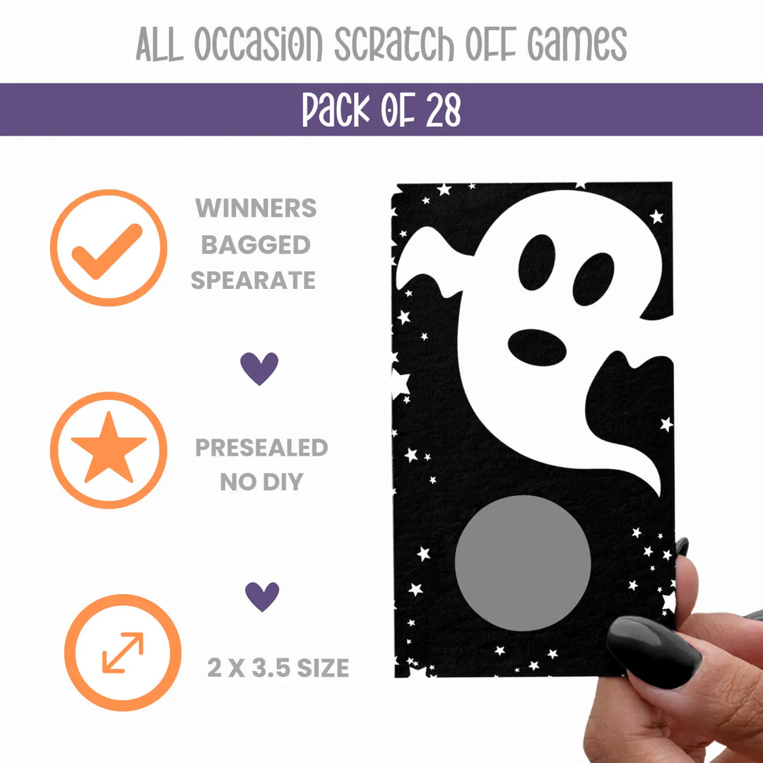 Ghost Scratch Off Cards Halloween Party Games, Pumpkin Baby Shower, Black and White Favors, 28 Pack - Paper Clever Party