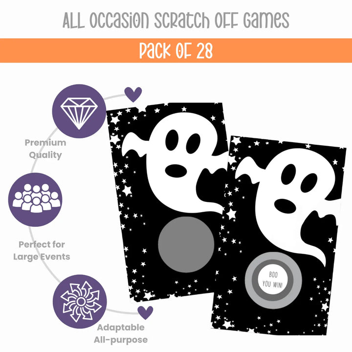 Ghost Scratch Off Cards Halloween Party Games, Pumpkin Baby Shower, Black and White Favors, 28 Pack - Paper Clever Party