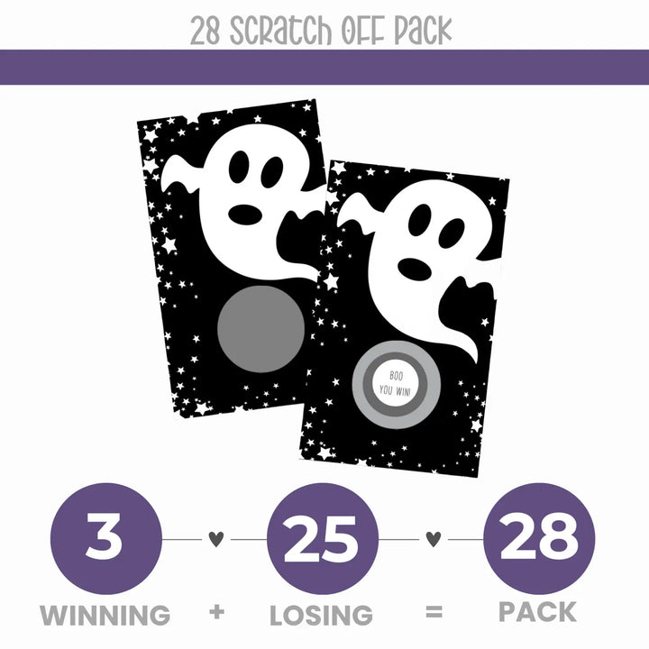 Ghost Scratch Off Cards Halloween Party Games, Pumpkin Baby Shower, Black and White Favors, 28 Pack - Paper Clever Party