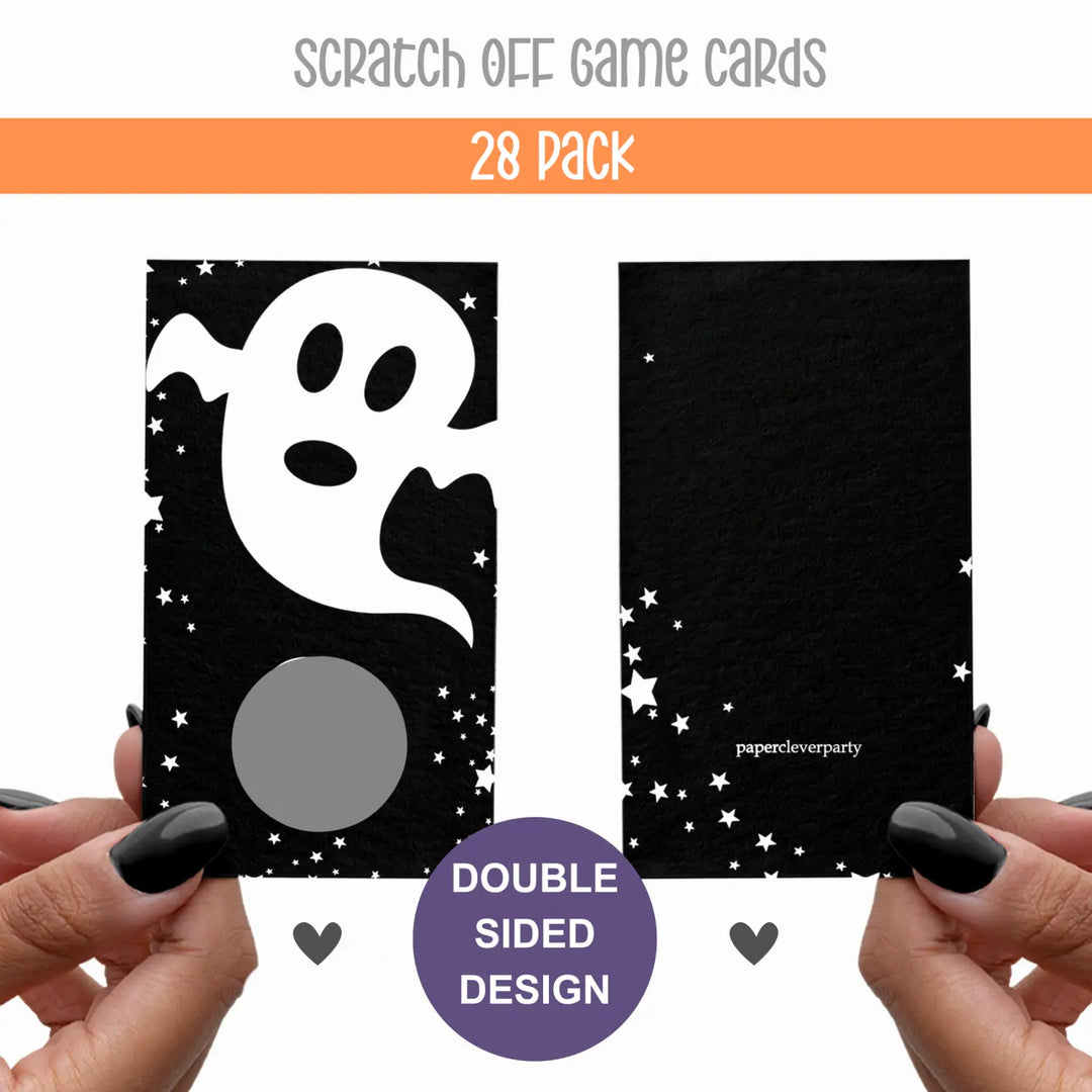 Ghost Scratch Off Cards Halloween Party Games, Pumpkin Baby Shower, Black and White Favors, 28 Pack - Paper Clever Party