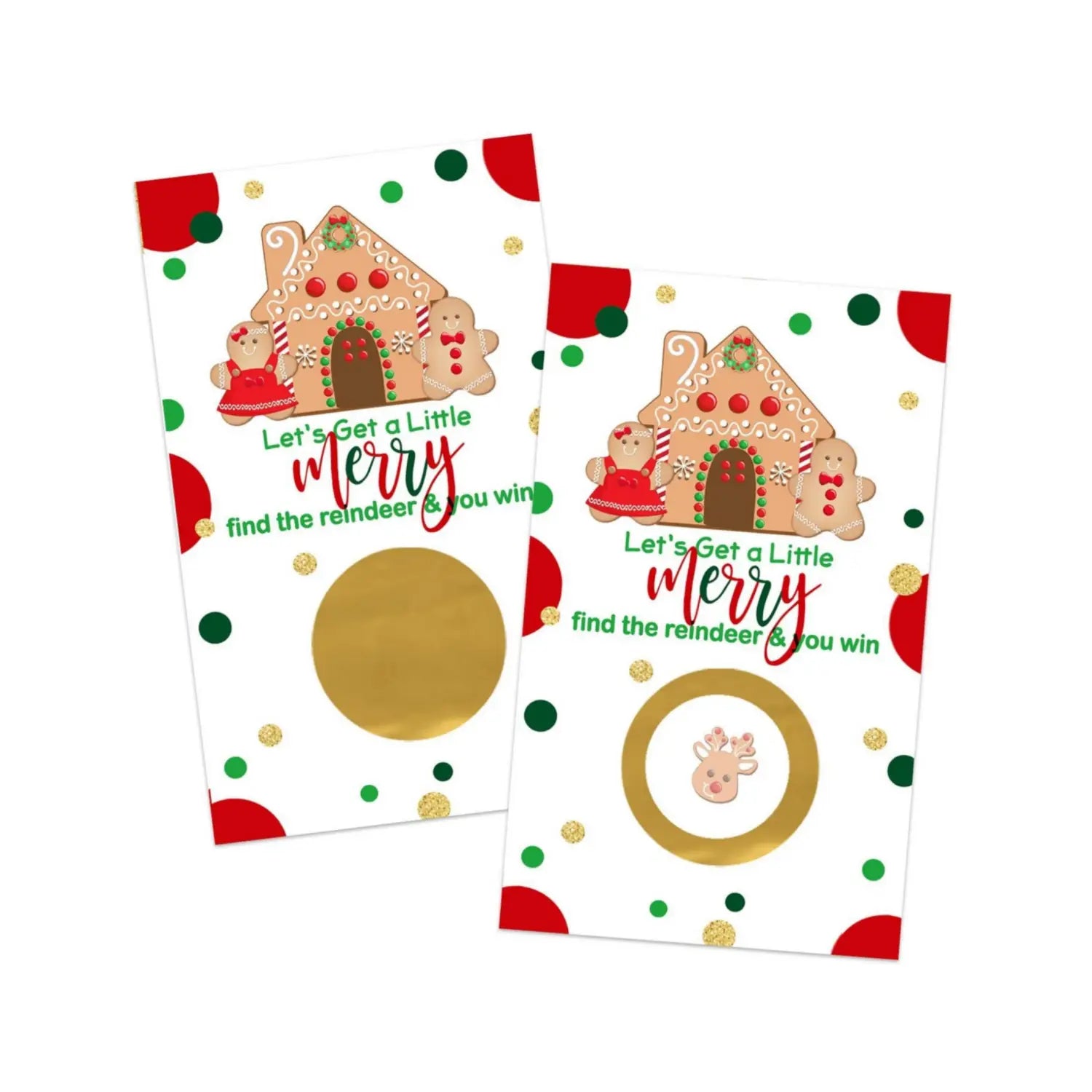 Gingerbread scratch off cards christmas party games for adults family groups holiday scratcher tickets red & green