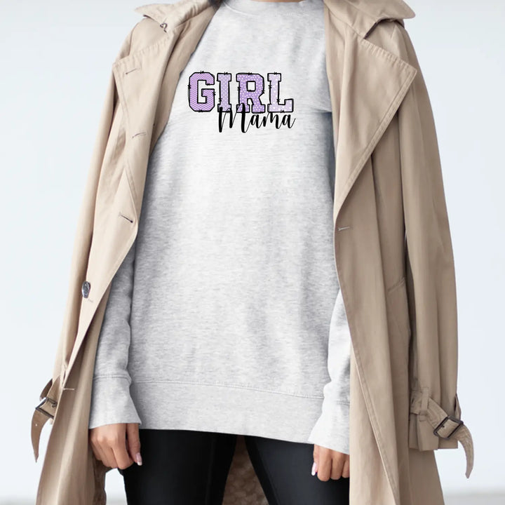Girl mama crewneck sweatshirt lilac gift for mom cute parenting apparel mother’s day wear baby shower outift pregnancy