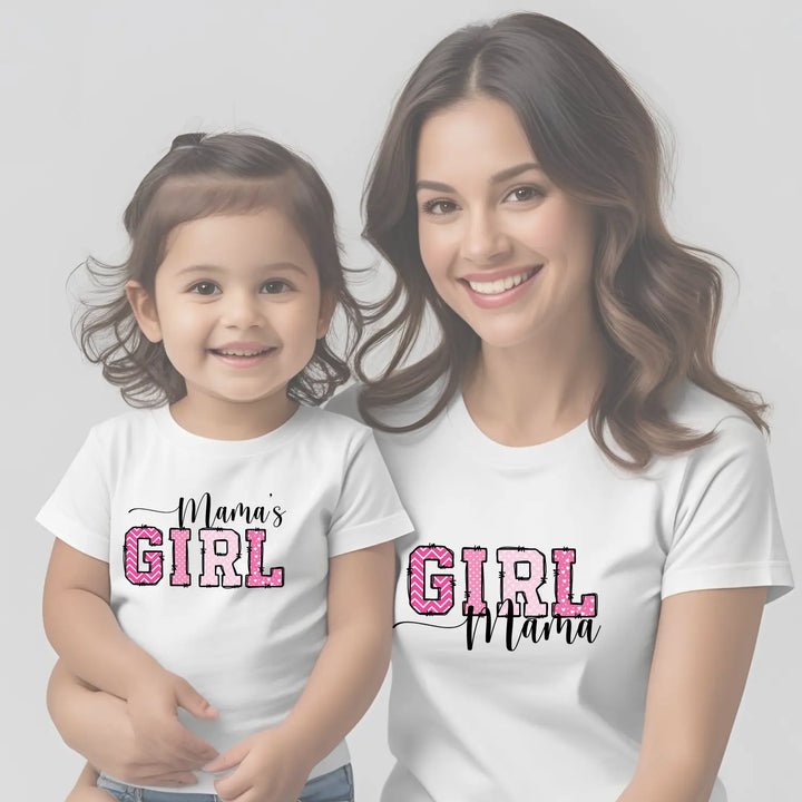 Girl mama women’s tee cute mommy graphict-shirt proud mom shirt casual wear matching family idea pink baby shower gift