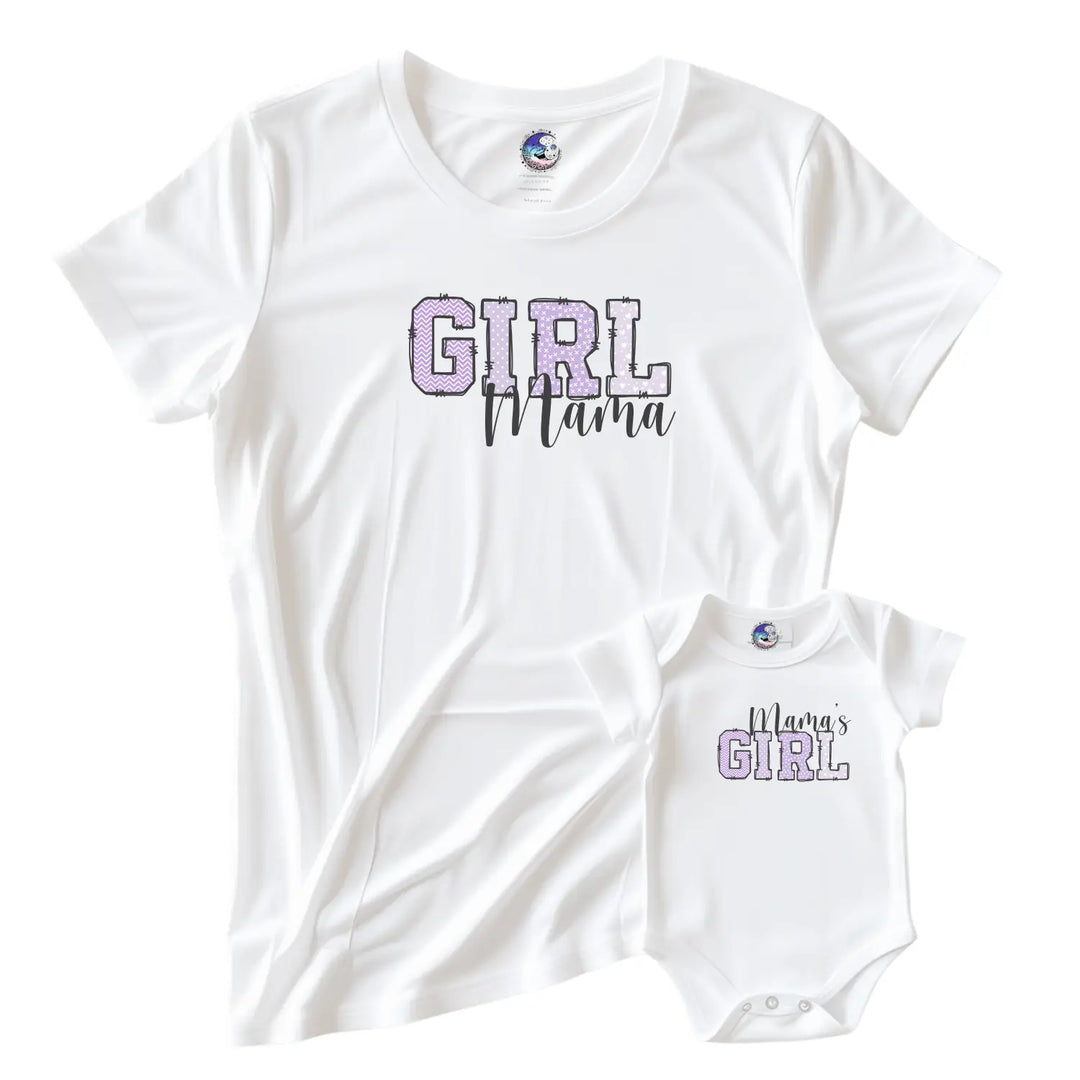 Girl mama women’s tee lilac cute mommy graphic t-shirt proud mom shirt gift matching family idea baby shower outfit