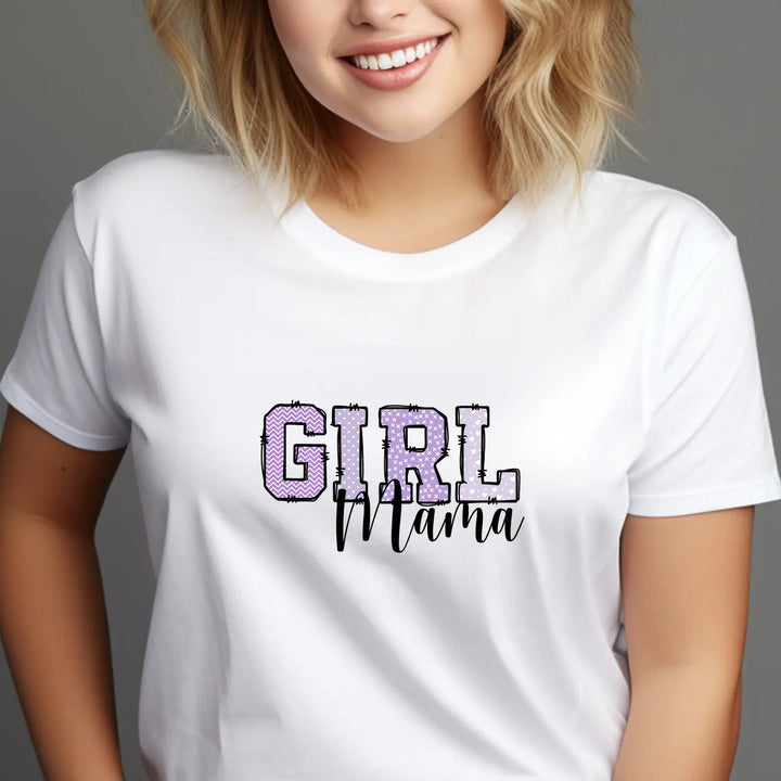 Girl mama women’s tee lilac cute mommy graphic t-shirt proud mom shirt gift matching family idea baby shower outfit