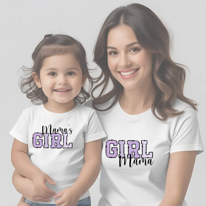 Girl mama women’s tee lilac cute mommy graphic t-shirt proud mom shirt gift matching family idea baby shower outfit
