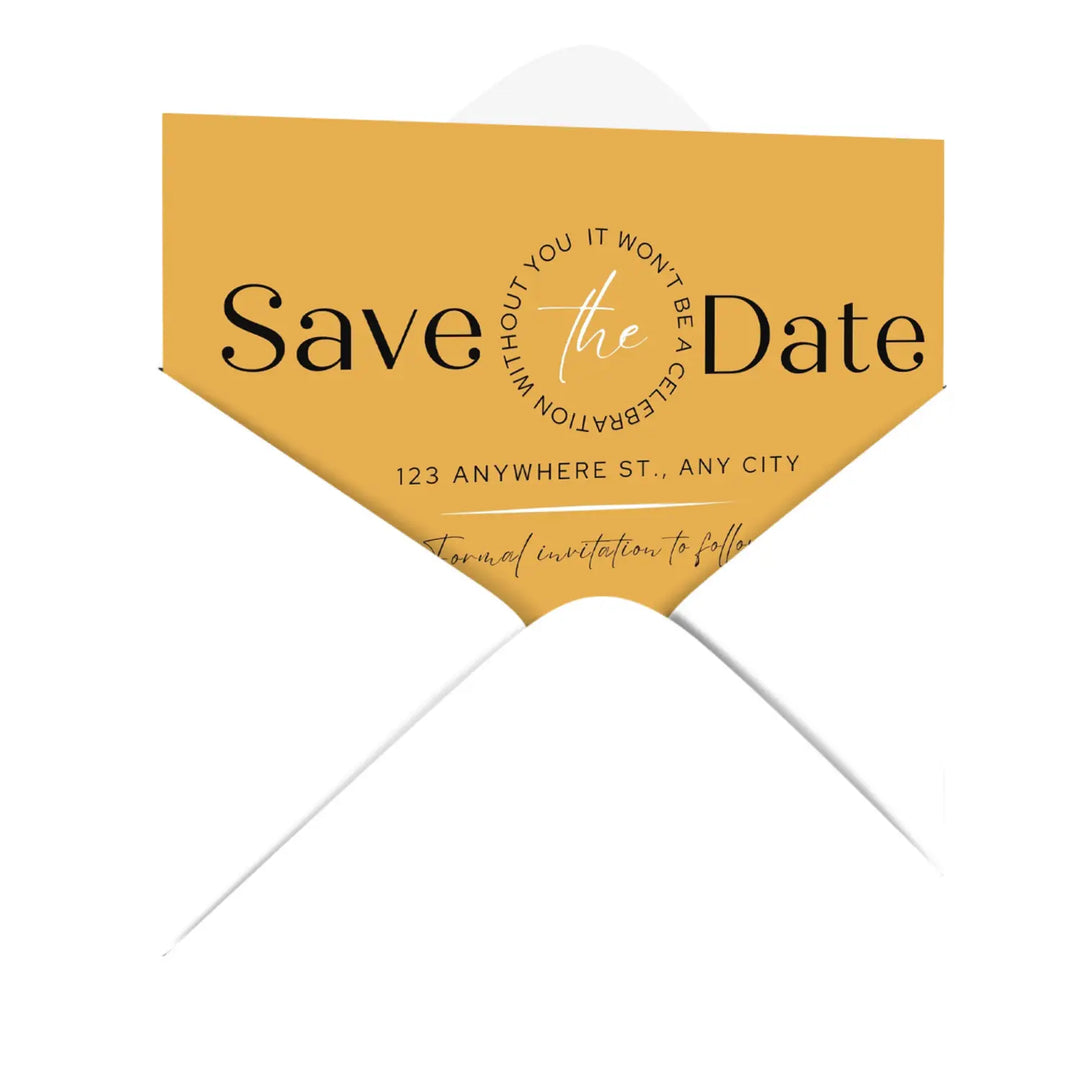 Custom Gold and Black Save the Date Cards - Personalized 4x6 Inch Invitations with Elegant Typography and White Envelopes - Perfect for Weddings, Birthdays, and Showers