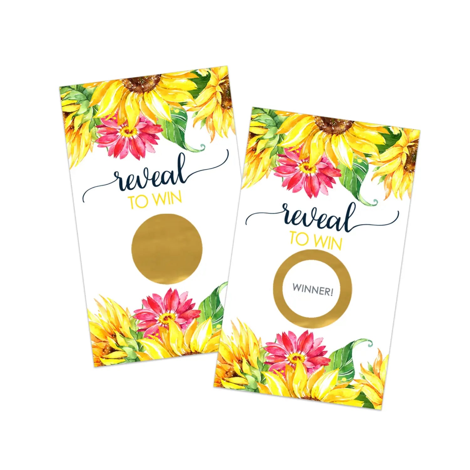 Golden sunflower scratch-off game cards (28 pack) - autumn floral girls baby shower country wedding bridal fun - party