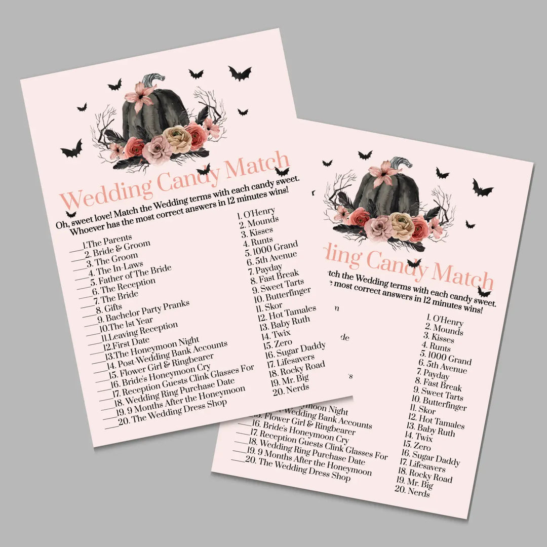 Gothic bridal shower game instant download 8 games blush and black printable fun for halloween wedding celebrations