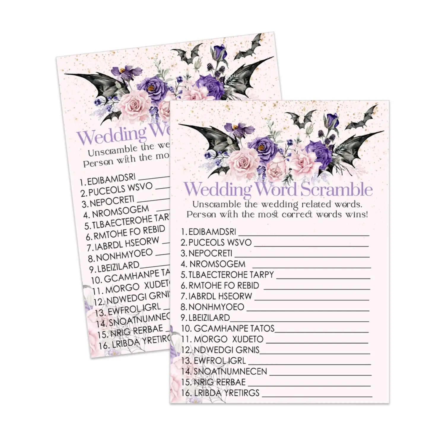 Gothic bridal shower game over or under halloween wedding printable - party games