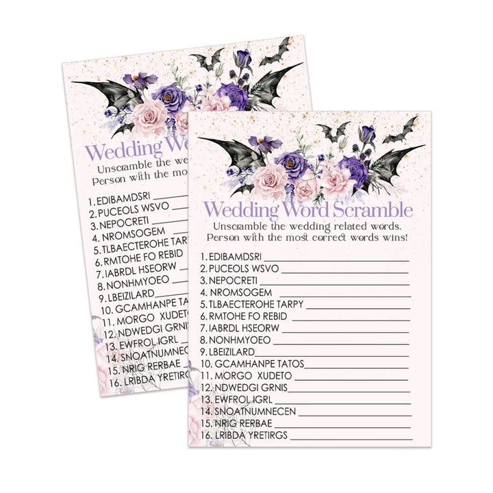 Gothic Bridal Shower Game Over or Under Halloween Wedding Printable - Paper Clever Party