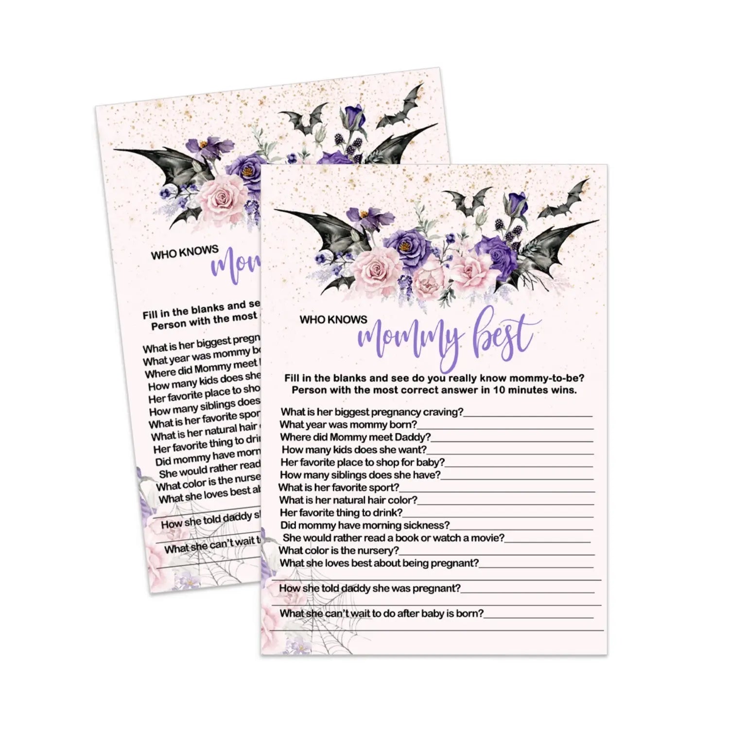 Gothic who knows the mommy best baby shower game printable pdf instant digital download for diy fun spooky halloween