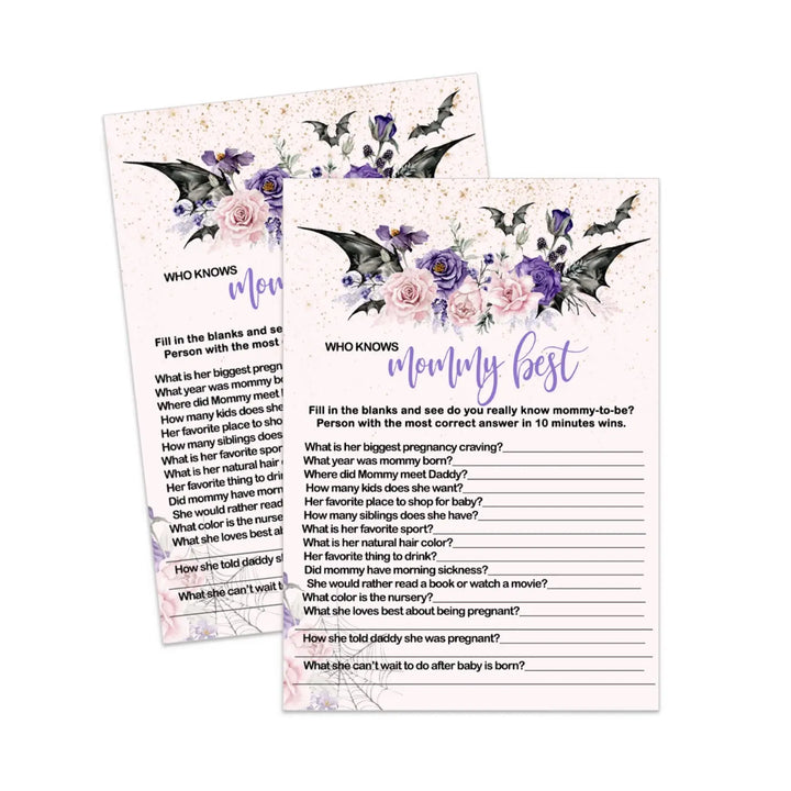 Gothic Who Knows the Mommy Best Baby Shower Game  Printable PDF  Instant Digital Download for DIY Fun Spooky Halloween Pink - Paper Clever Party