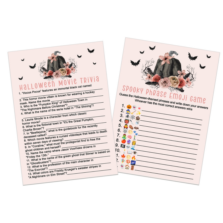 Gothic Pumpkin Halloween Party Game Bundle, 25 Pack - Paper Clever Party