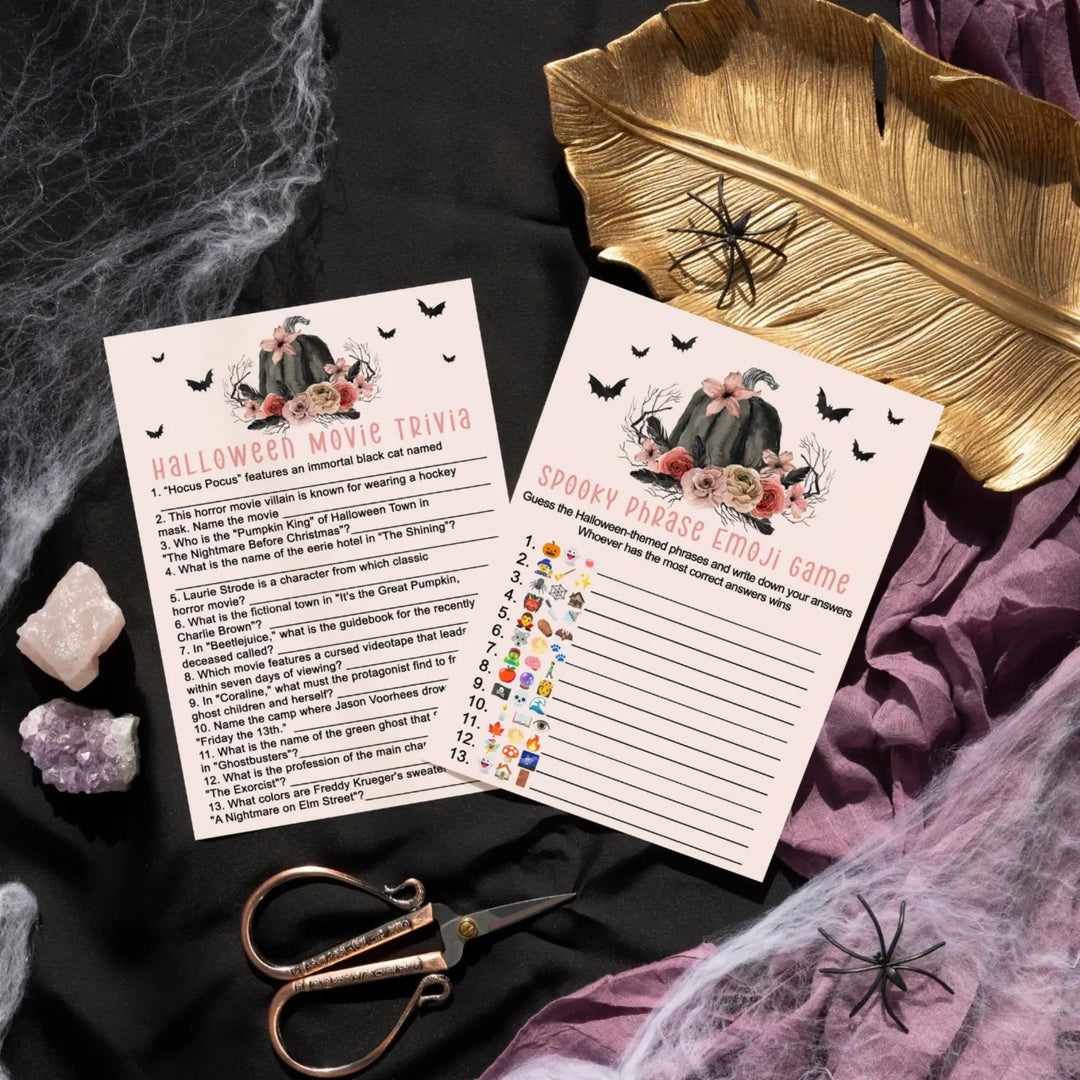 Gothic Pumpkin Halloween Party Game Bundle, 25 Pack - Paper Clever Party