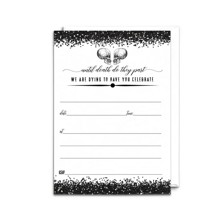 Gothic Skull Halloween Party Invites - 25ct, Black & White, 5x7 - Paper Clever Party