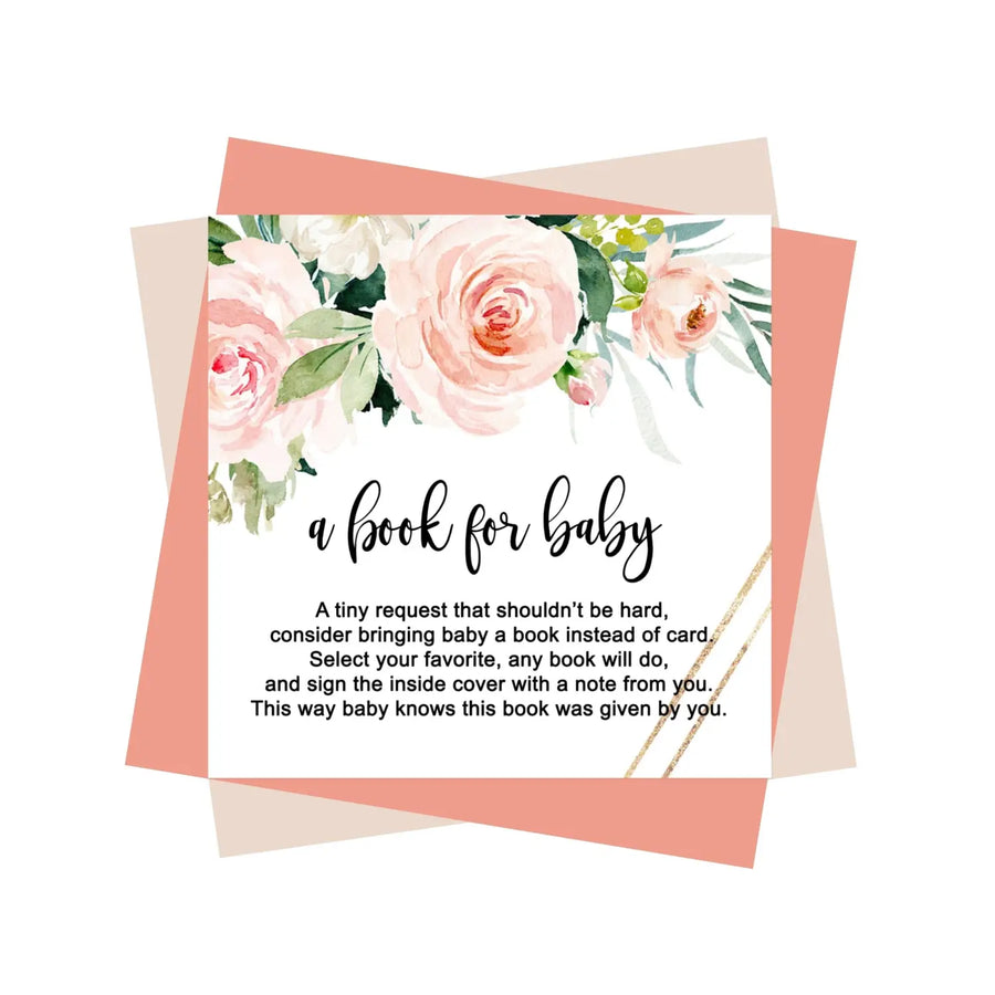 Graceful Floral Books for Baby Shower Request Cards - Paper Clever Party