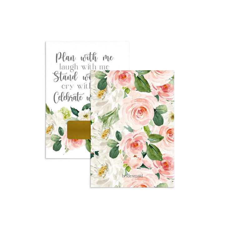 Graceful Floral Bridesmaid Scratch-Off Cards (8-Pack) - Paper Clever Party