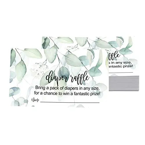 Greenery Diaper Raffle Tickets Invitation Insert Cards, 50 Pack - Paper Clever Party