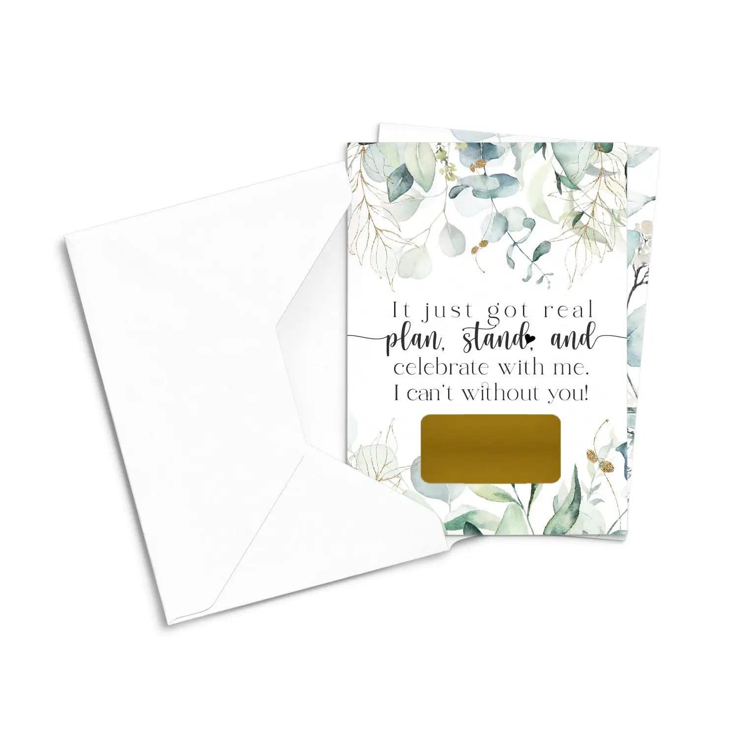 Greenery scratch-off bridesmaid invitations (12-pack)