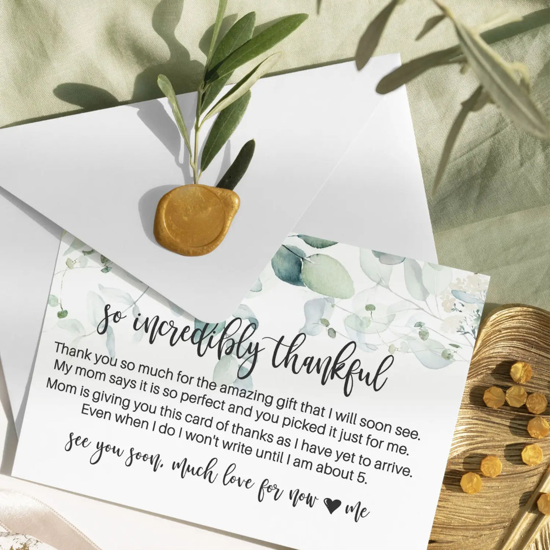 Greenery Thank You Cards for Girls Baby Shower – Personalized Notecards (Pack of 25) - Paper Clever Party