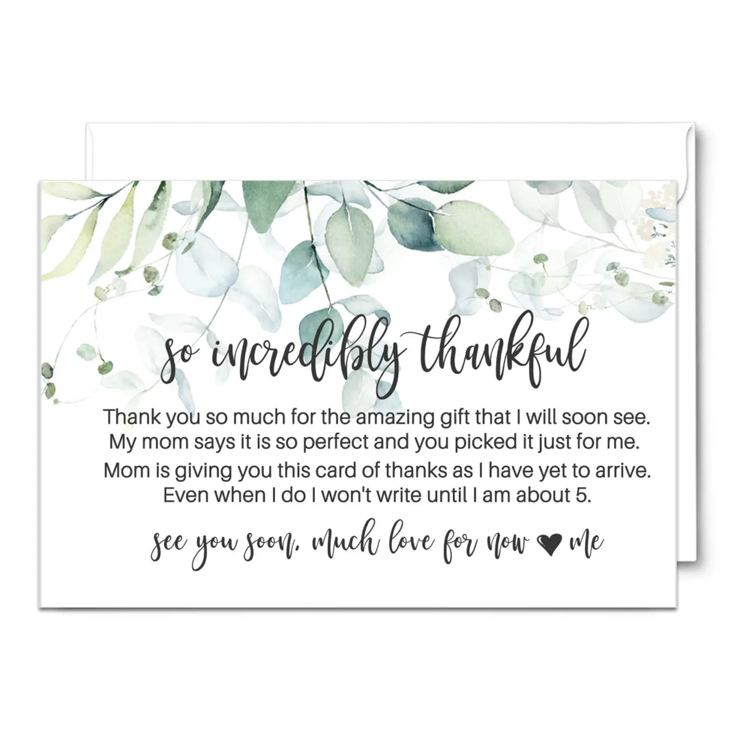 Greenery Thank You Cards for Girls Baby Shower – Personalized Notecards (Pack of 25) - Paper Clever Party