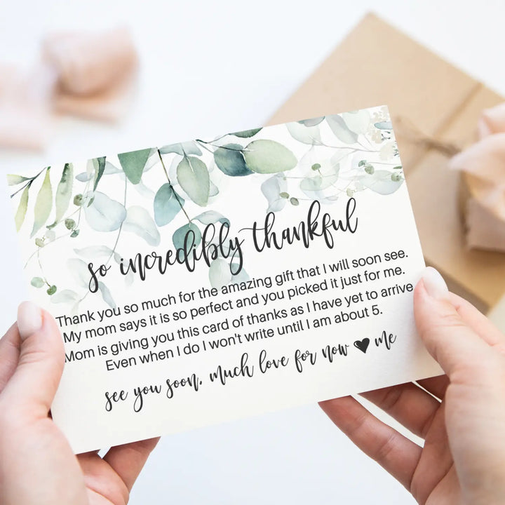 Greenery Thank You Cards for Girls Baby Shower – Personalized Notecards (Pack of 25) - Paper Clever Party