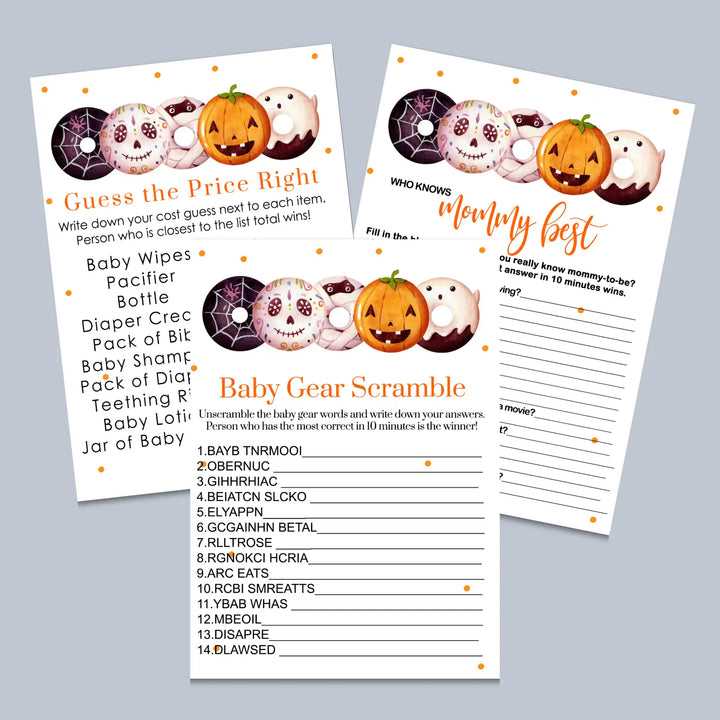 Halloween baby shower games bundle – instant download printable activities coed celebration fun digital game diy party