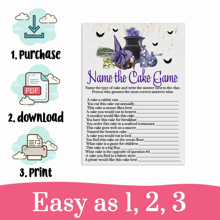 Halloween Bridal Shower Guess the Cake Game | Unique Wedding Reception Activity | Instant PDF Download - Paper Clever Party