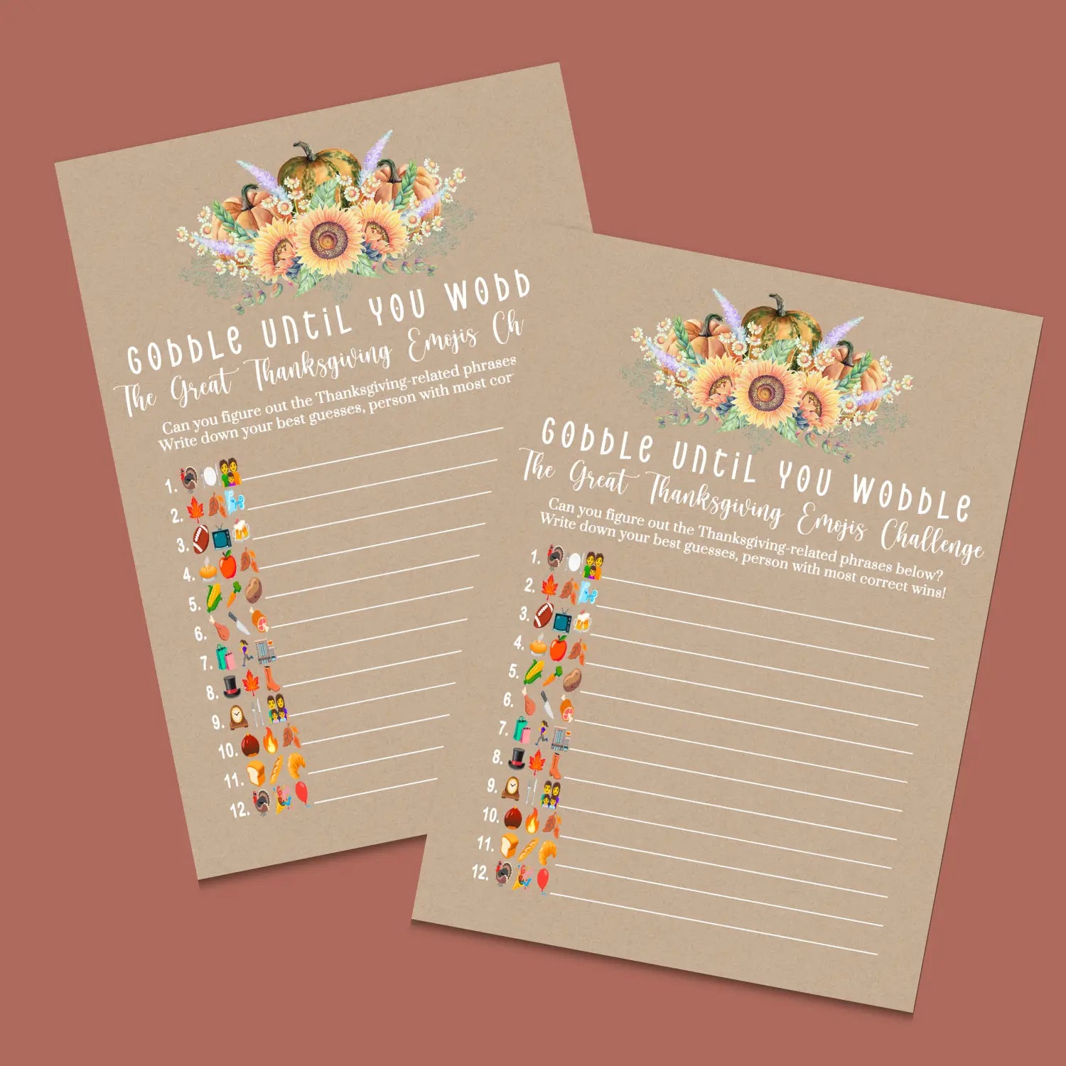 Harvesting thanksgiving game printable – picture guess digital download with answer key 5x7 cards instant family